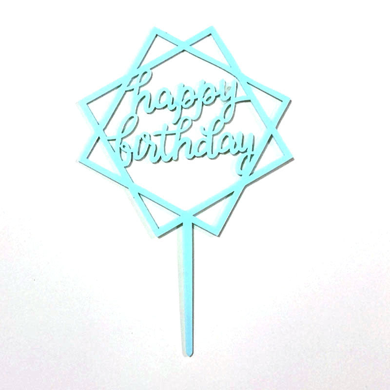 Acrylic Card Insert Happy Birthday Cake Decorating Insert Double Mirror Card Baking Holiday Flag