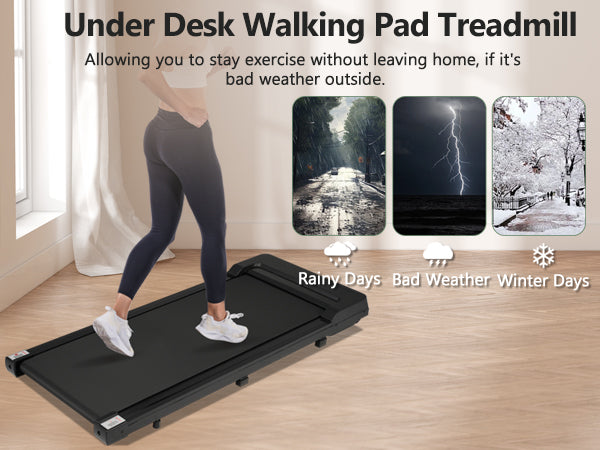 New 8.10 Walking Pad Under Home Desktop Treadmill -2.5HP Walking Treadmill 0.6-4MPH 300LBS Capacity Remote Control Battery