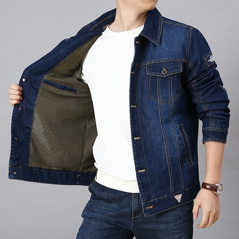 Denim Jacket Men's New Cotton Shirt Casual Loose Large Plush Thickened Jacket Men