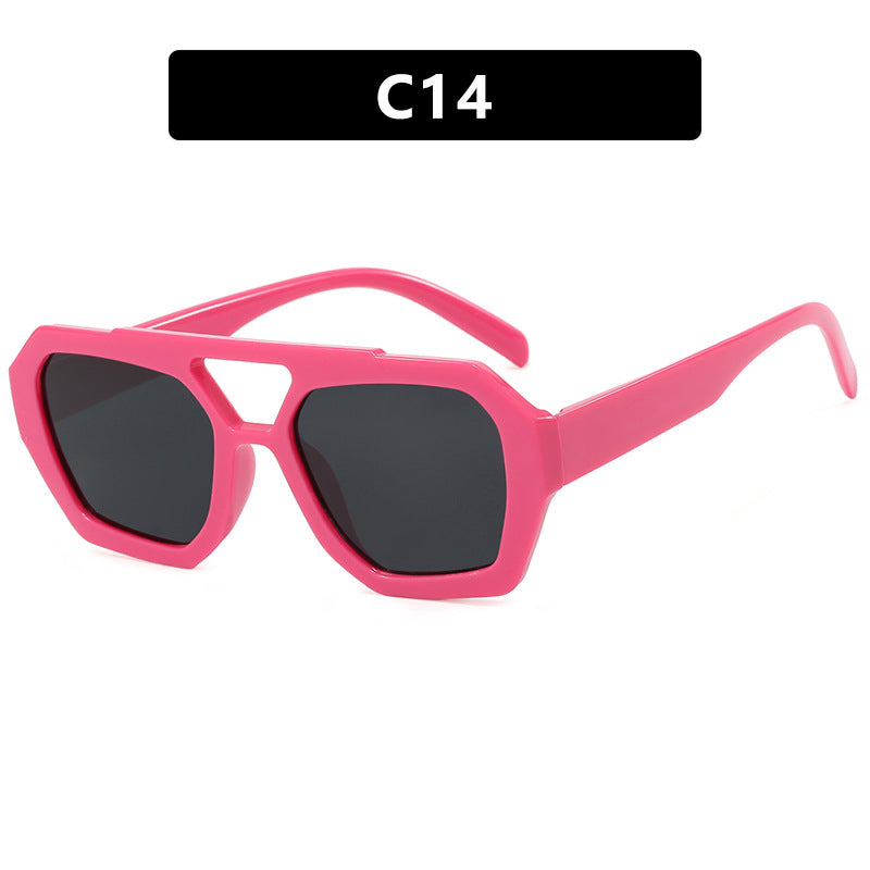 Double beam irregular sunglasses, new European and American Instagram influencers, same fashionable sunglasses, sunglasses