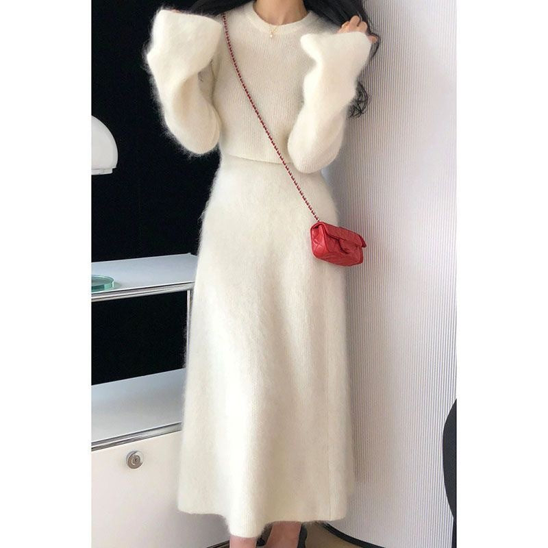 Sets of Women 2 Pieces Autumer Winter Sweater Elegant Pullover Women's Suit with A Skirt Set Slim Soft Warm Korean New Two Piece