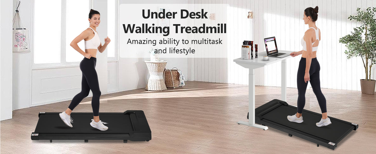 New 8.10 Walking Pad Under Home Desktop Treadmill -2.5HP Walking Treadmill 0.6-4MPH 300LBS Capacity Remote Control Battery