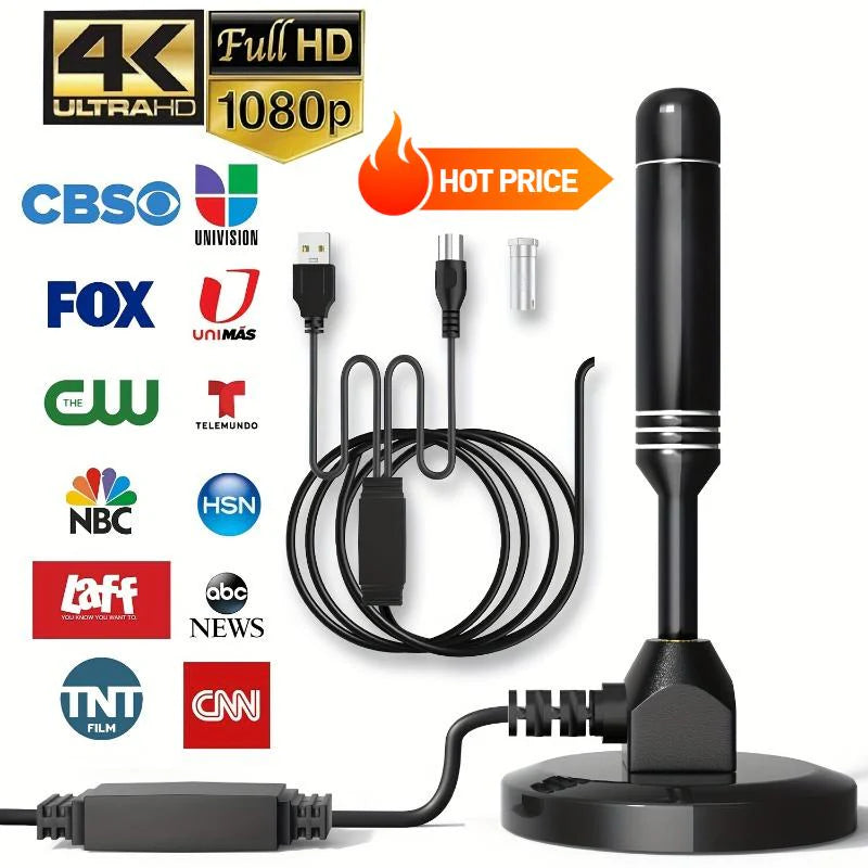 5600 Miles Long Range Digital TV Antenna-Amplified HD Digital TV Reception for Smart & Traditional Tvs - Ultra-Compact, Magnetic Base, Supports 4K, 1080P & Fire TV