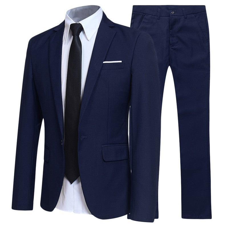 Business professional formal attire groom groomsman solid color two-piece set for men