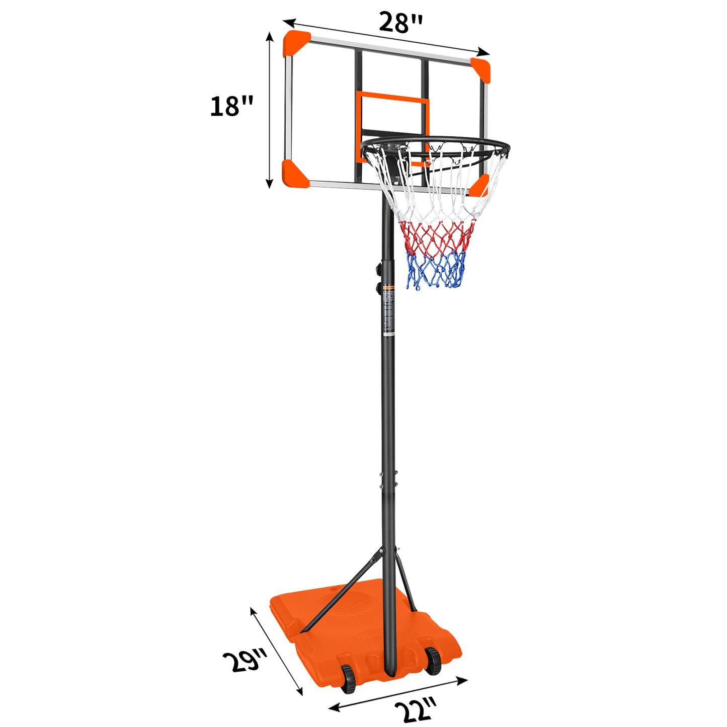 Portable Basketball Goal System with Stable Base and Wheels use for Indoor Outdoor