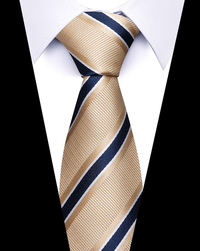 Men's 8cm Business Professional Striped Tie Wedding Suit Accessories Polyester Tie Men