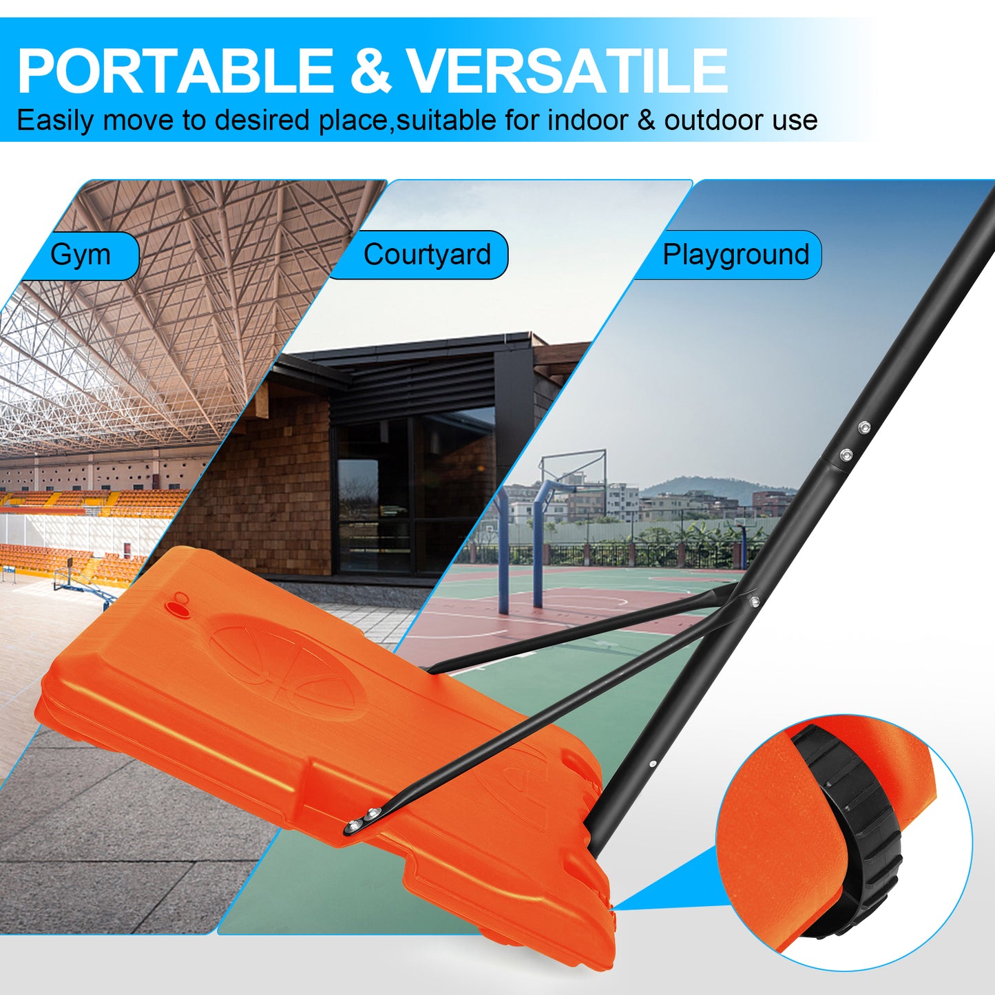 Portable Basketball Goal System with Stable Base and Wheels use for Indoor Outdoor