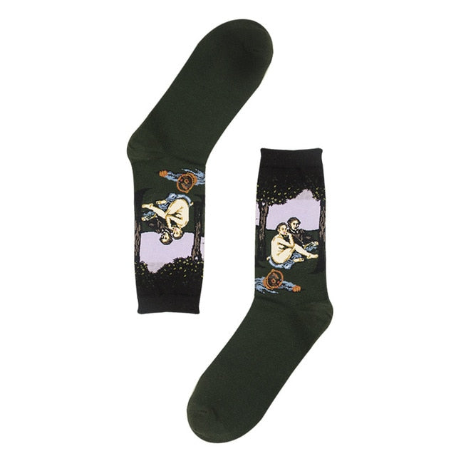 3D Retro Painting Art Socks Unisex Women Men Funny Novelty Starry Night Vintage Socks