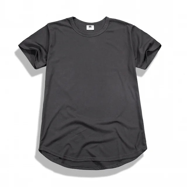 Men Summer Curved Hem Longline Hip Hop T-shirts