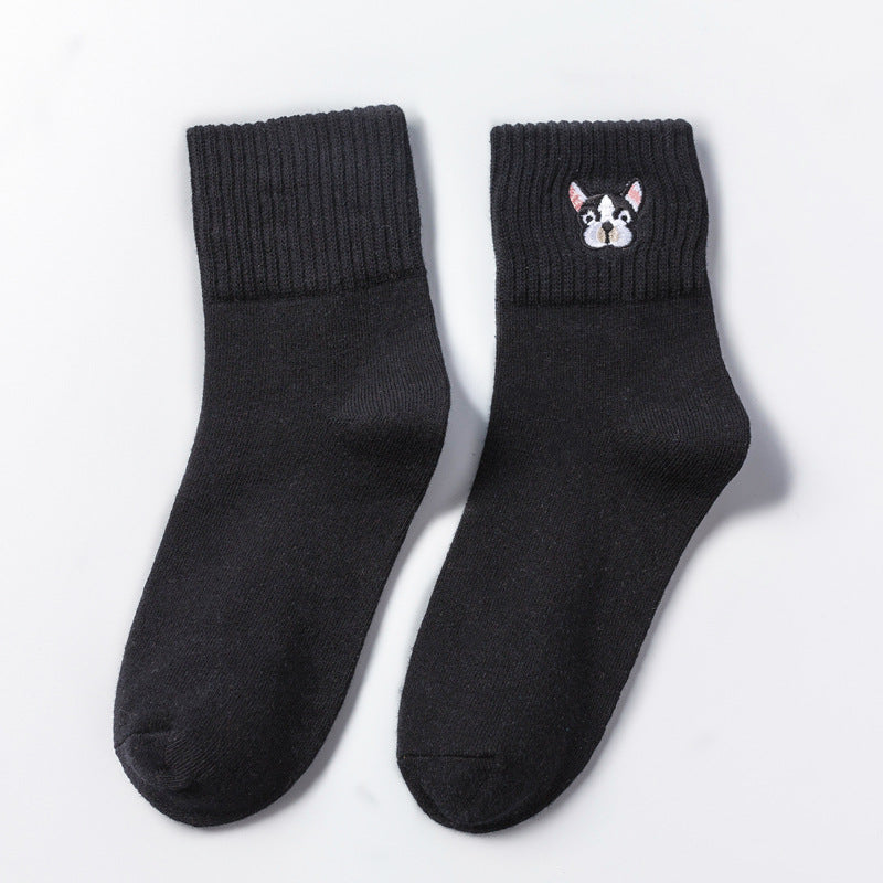 Cotton Sock Harajuku  artoon Dog Embroidery Cute Socks