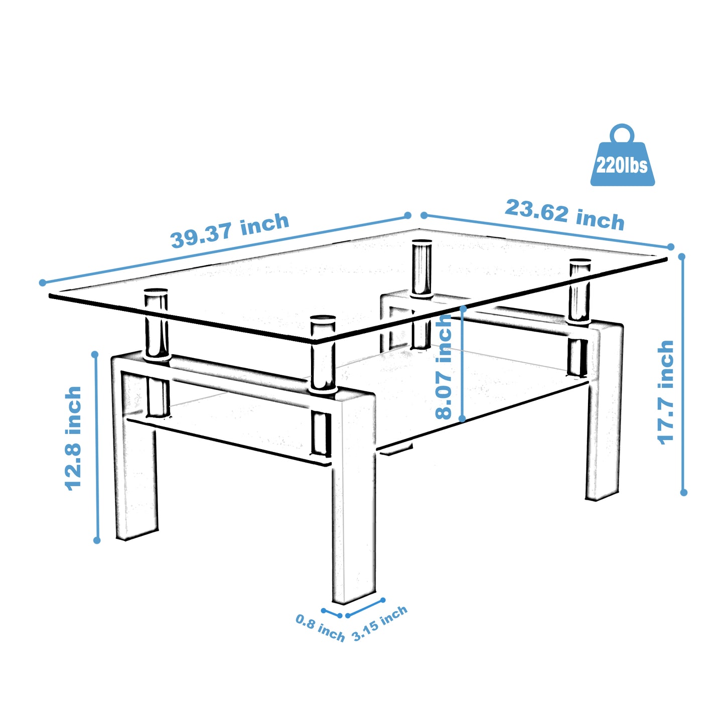 White Coffee Table Clear Coffee Table Modern Side Center Tables for Living Room Living Room Furniture