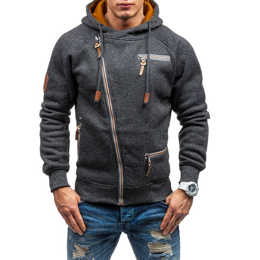 Men Side zipper gauze hoodies sweater