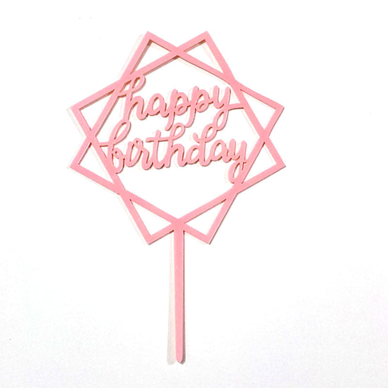 Acrylic Card Insert Happy Birthday Cake Decorating Insert Double Mirror Card Baking Holiday Flag