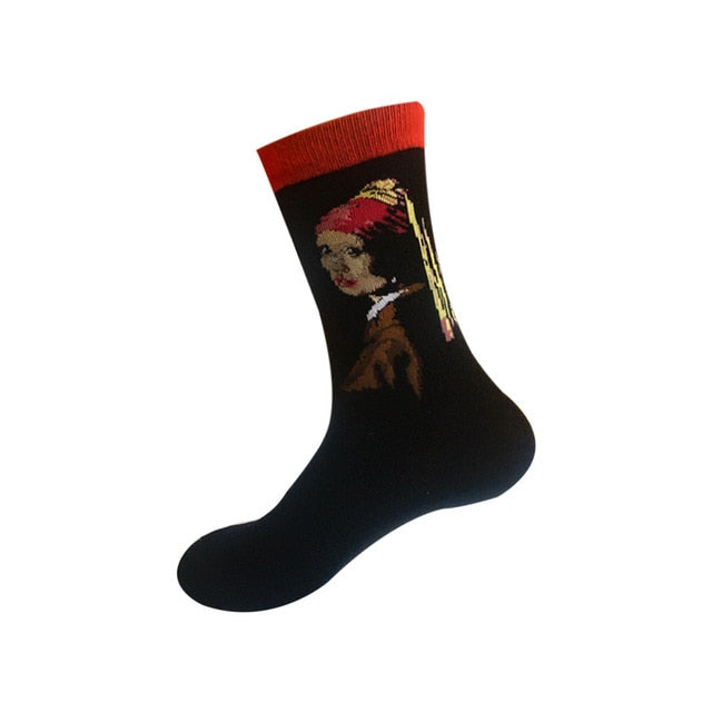 3D Retro Painting Art Socks Unisex Women Men Funny Novelty Starry Night Vintage Socks