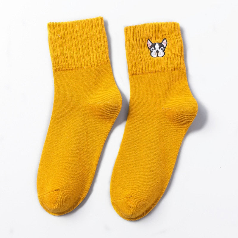 Cotton Sock Harajuku  artoon Dog Embroidery Cute Socks