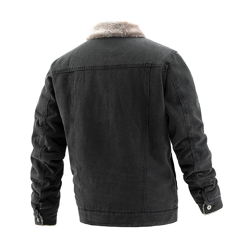 Men's Denim Coat Autumn Winter Jacket Plush Casual Fashion Trend