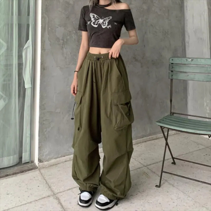 Women Streetwear Techwear Cargo Korean Harajuku Baggy Parachute Pants for Men Sweatpants Wide Leg Joggers Trousers Clothes