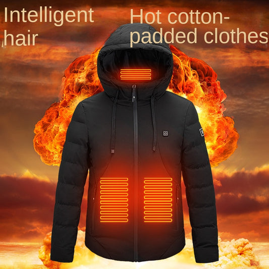 Winter outdoor sports intelligent USB charging heating jacket electric cotton jacket heating clothes for men