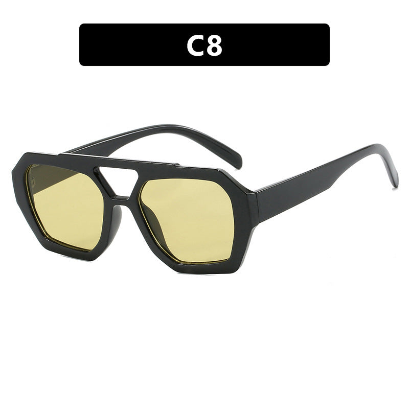 Double beam irregular sunglasses, new European and American Instagram influencers, same fashionable sunglasses, sunglasses