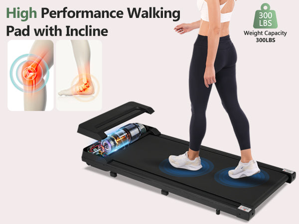 New 8.10 Walking Pad Under Home Desktop Treadmill -2.5HP Walking Treadmill 0.6-4MPH 300LBS Capacity Remote Control Battery