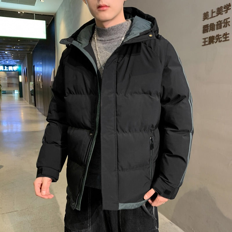 Men's new cotton coat, autumn and winter hooded cotton jacket, casual bread jacket, two-fold cotton jacket, men's coat