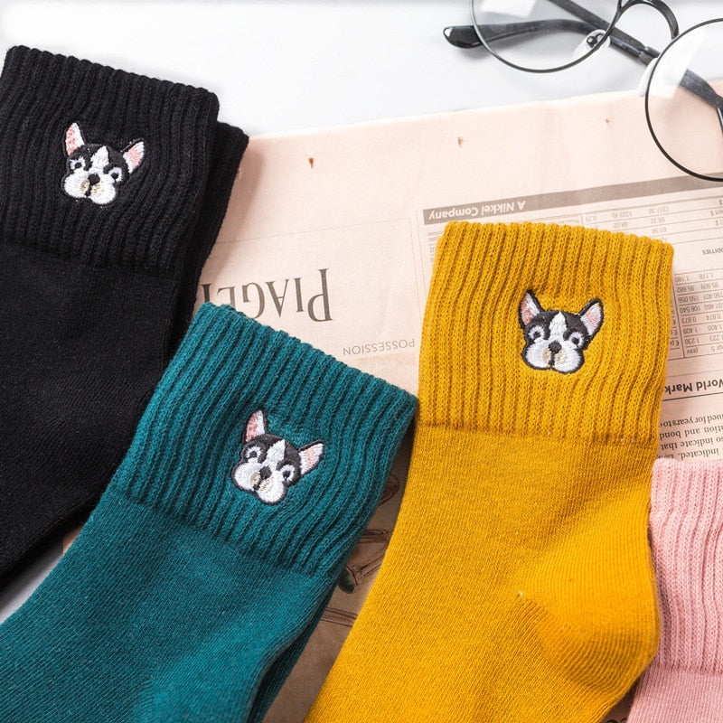 Cotton Sock Harajuku  artoon Dog Embroidery Cute Socks