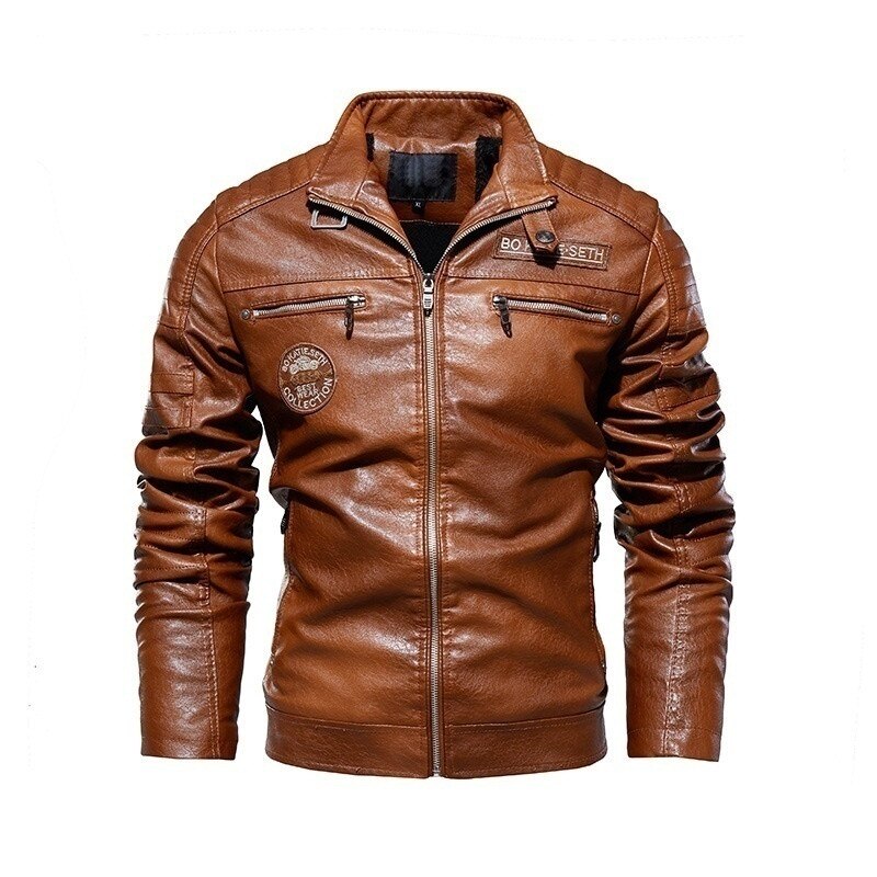 Men Leather Jacket Autumn Zipper Long Sleeve High Quality Motorcycle Jacket Coat Winter Turn Down Collar Plus Size Male Coat