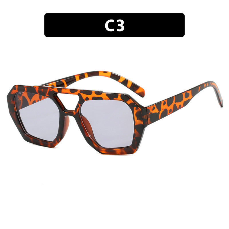 Double beam irregular sunglasses, new European and American Instagram influencers, same fashionable sunglasses, sunglasses