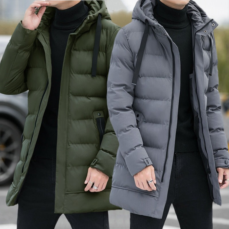 Medium Length Cotton Padded Jacket Men's Hooded Cotton Jacket Winter New Down Cotton Jacket Long Cotton Padded Jacket Winter Coat