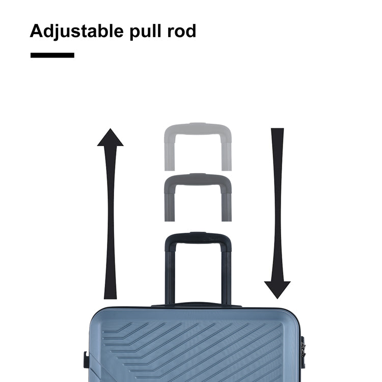 3 Piece Luggage Sets ABS Lightweight Suitcase with Two Hooks, Spinner Wheels, TSA Lock, (20/24/28) Blue