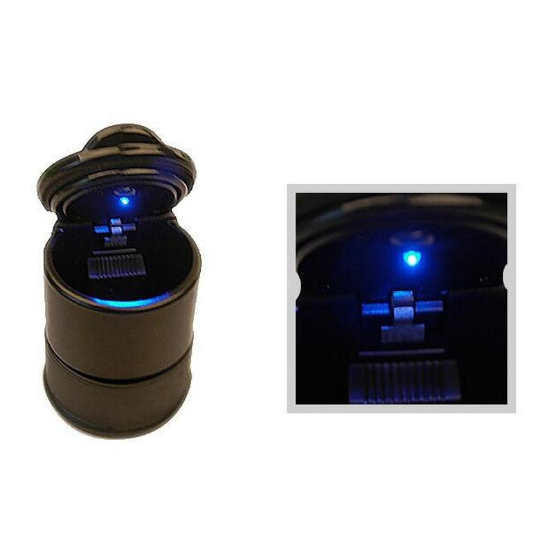 Portable Car Auto Ashtray Blue LED Light Smokeless Ashtray Cigarette Holder Anti-slip Rubber Botton