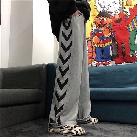 Retro Genjuku style butterfly print loose casual pants look slim straight leg wide leg pants for women