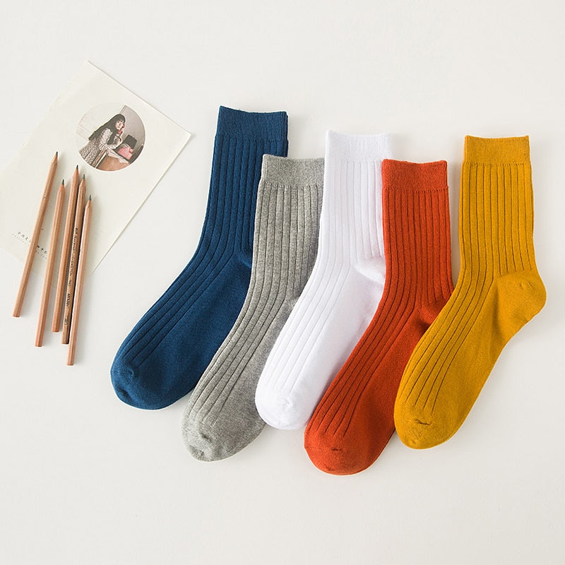 Socks for men cotton solid color crew sock Unisex male mark formelle socks spring summer man casual socks meias wholesale 2019