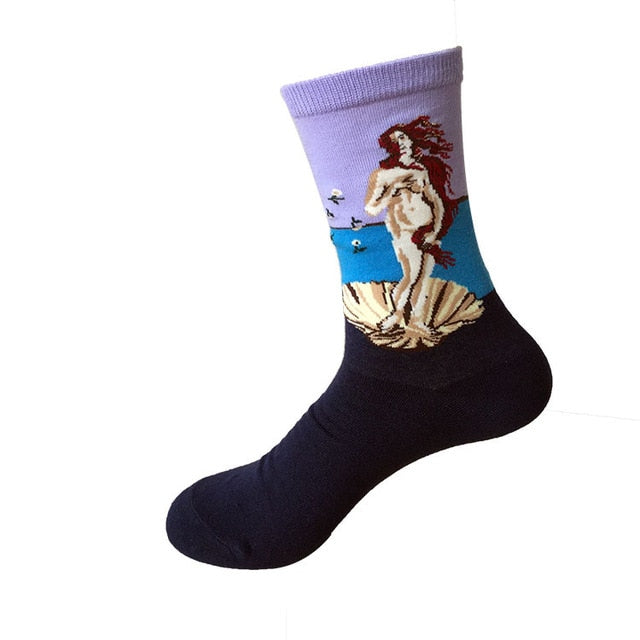 3D Retro Painting Art Socks Unisex Women Men Funny Novelty Starry Night Vintage Socks