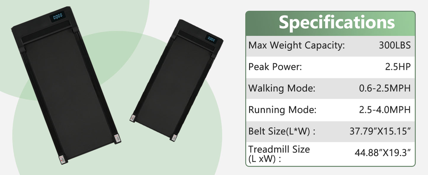 New 8.10 Walking Pad Under Home Desktop Treadmill -2.5HP Walking Treadmill 0.6-4MPH 300LBS Capacity Remote Control Battery