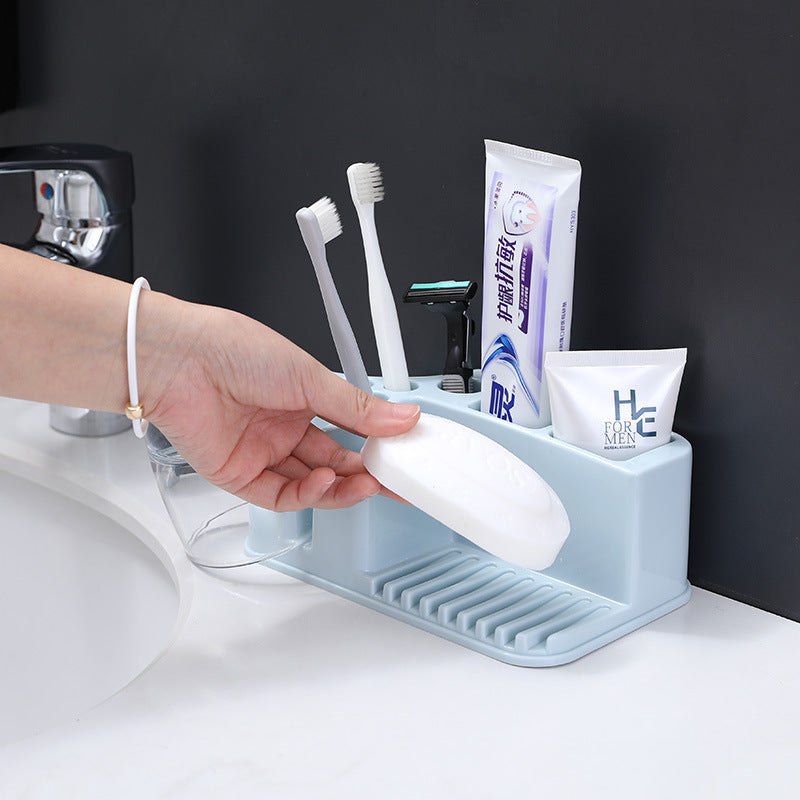 Toilet Toothbrush Rack Free Punch Brushing Cup Mouthwash Cup Holder Toothbrush Toothpaste Rack Toothware Storage Rack