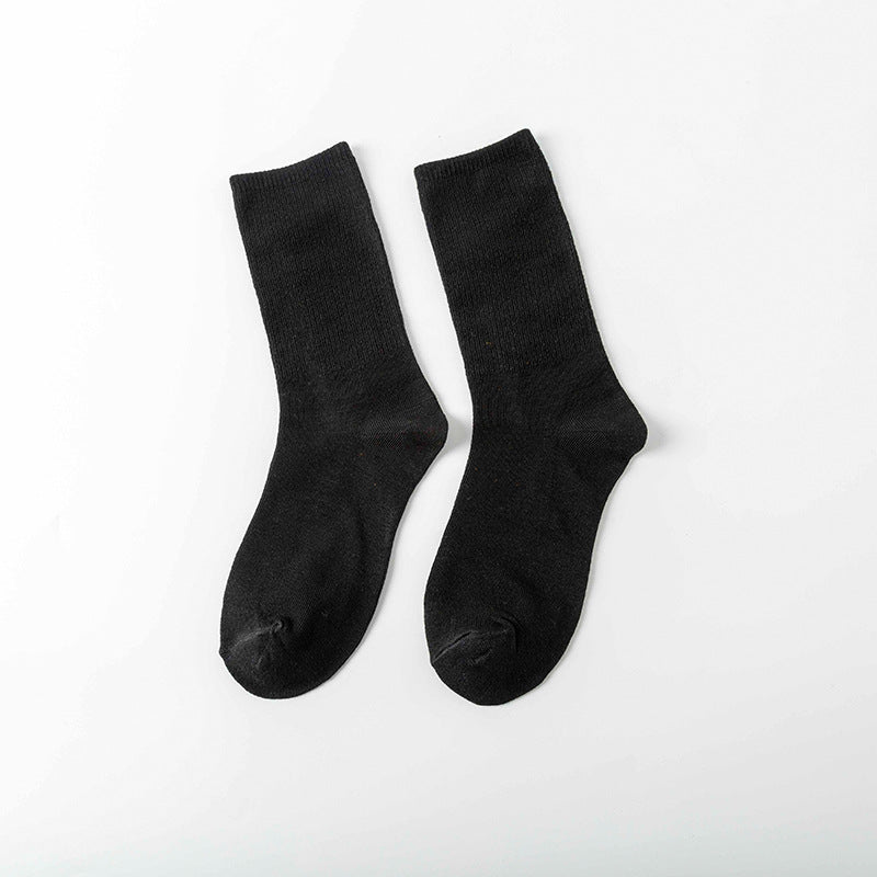 Socks Women's Spring and Autumn Popular Cotton Pile Socks Japanese Two Bar Retro Medium Long Tube Tidy Women's Socks College Style Socks