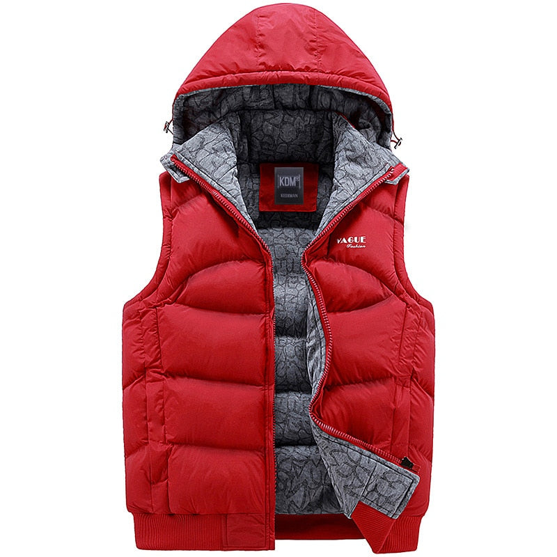 Fashion Sleeveless Jacket 2019 Men Thickening 100% Cotton Vest Hat Hooded Warm Vest Winter Waistcoat Men Casual Windbreaker