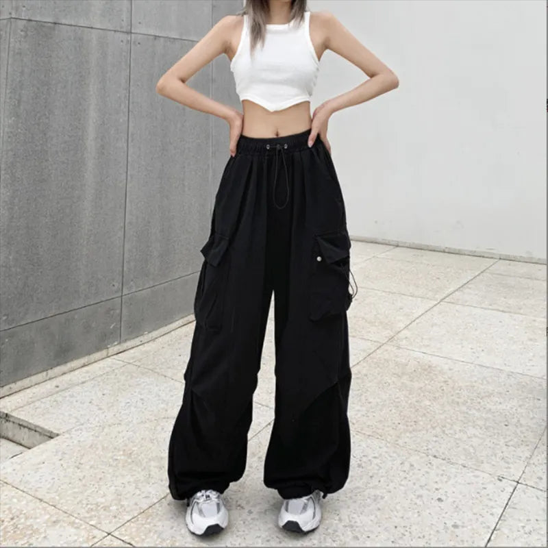 Women Streetwear Techwear Cargo Korean Harajuku Baggy Parachute Pants for Men Sweatpants Wide Leg Joggers Trousers Clothes