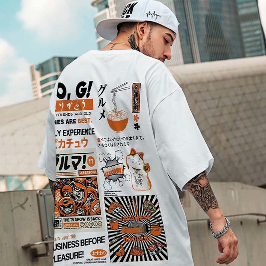 Half sleeved T-shirt for men  loose fitting short sleeved hip-hop