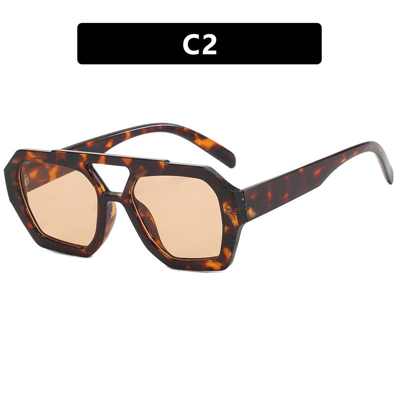 Double beam irregular sunglasses, new European and American Instagram influencers, same fashionable sunglasses, sunglasses