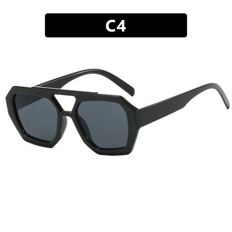 Double beam irregular sunglasses, new European and American Instagram influencers, same fashionable sunglasses, sunglasses