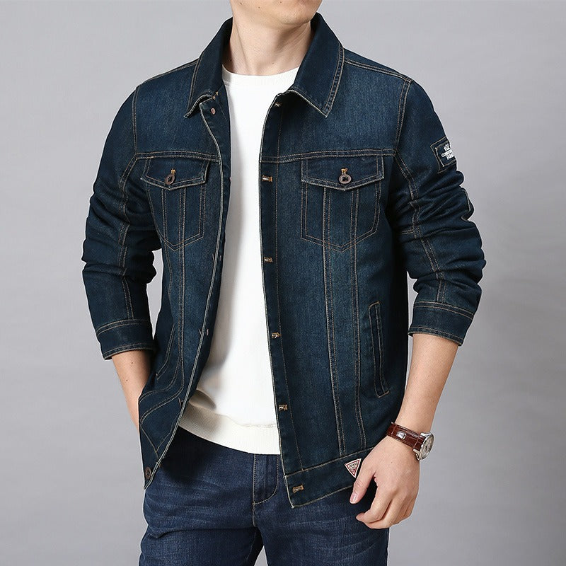 Denim Jacket Men's New Cotton Shirt Casual Loose Large Plush Thickened Jacket Men