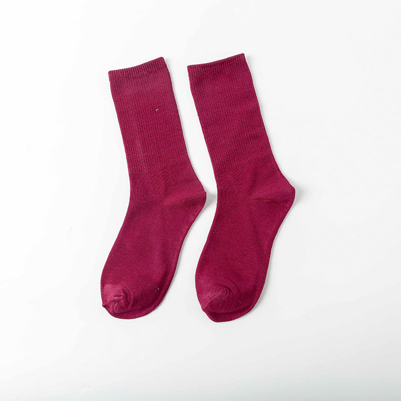 Socks Women's Spring and Autumn Popular Cotton Pile Socks Japanese Two Bar Retro Medium Long Tube Tidy Women's Socks College Style Socks