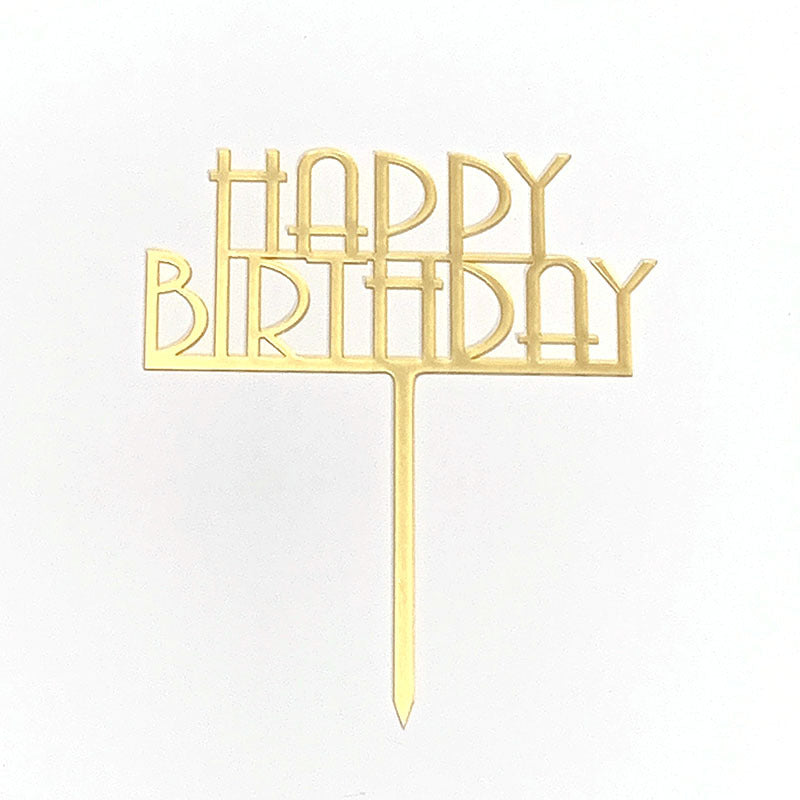 Acrylic Card Insert Happy Birthday Cake Decorating Insert Double Mirror Card Baking Holiday Flag