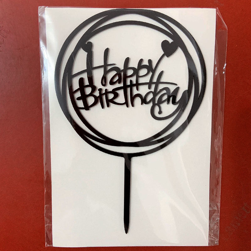 Acrylic Card Insert Happy Birthday Cake Decorating Insert Double Mirror Card Baking Holiday Flag