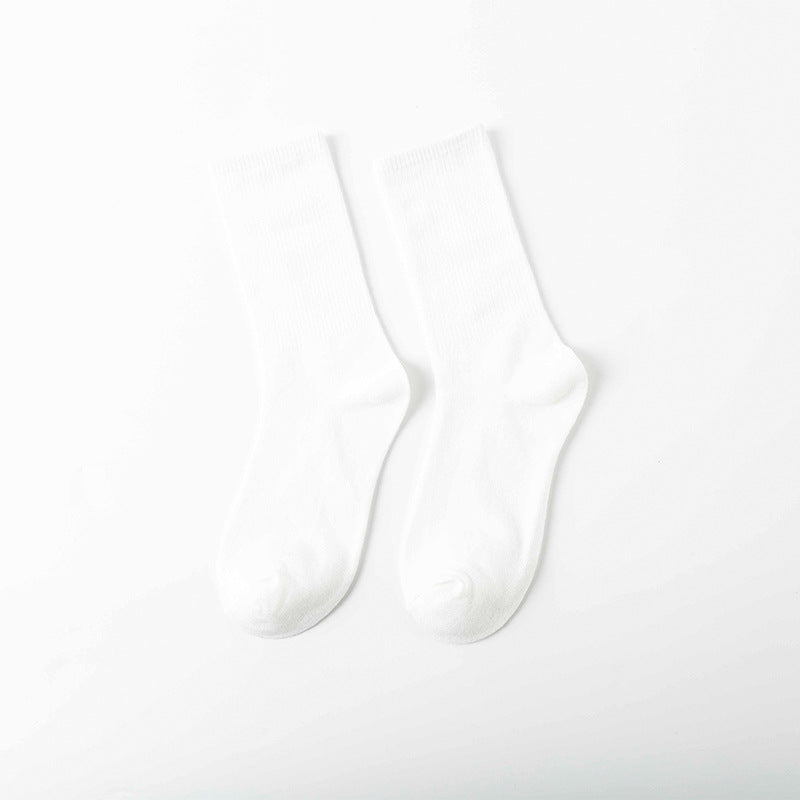 Socks Women's Spring and Autumn Popular Cotton Pile Socks Japanese Two Bar Retro Medium Long Tube Tidy Women's Socks College Style Socks