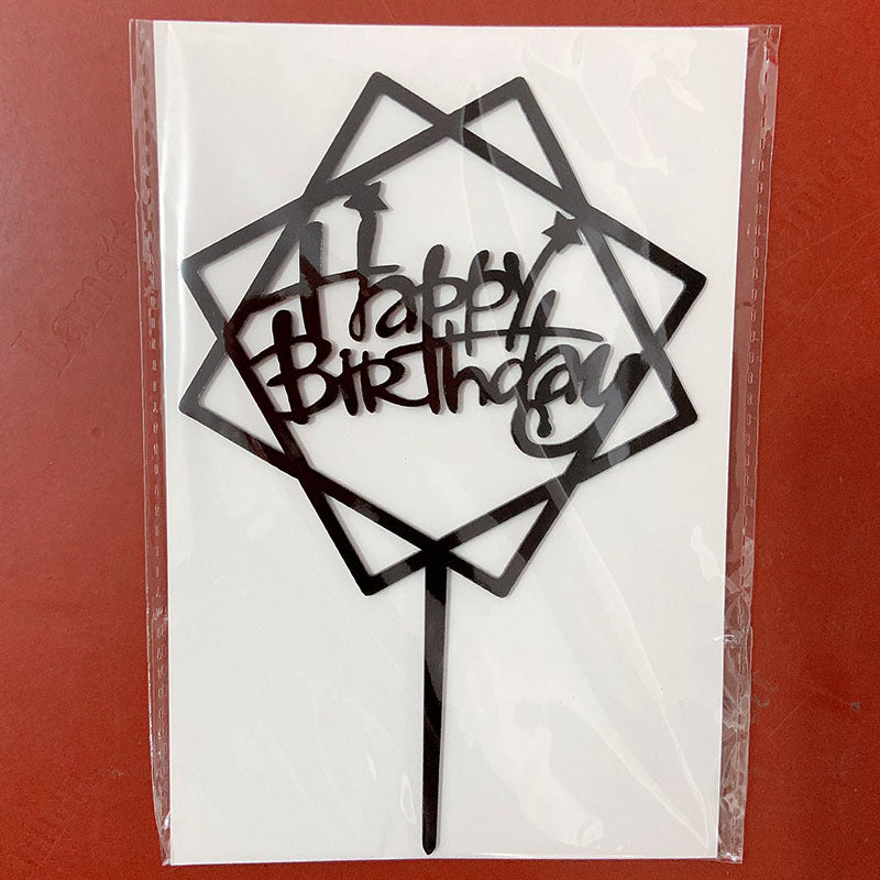 Acrylic Card Insert Happy Birthday Cake Decorating Insert Double Mirror Card Baking Holiday Flag