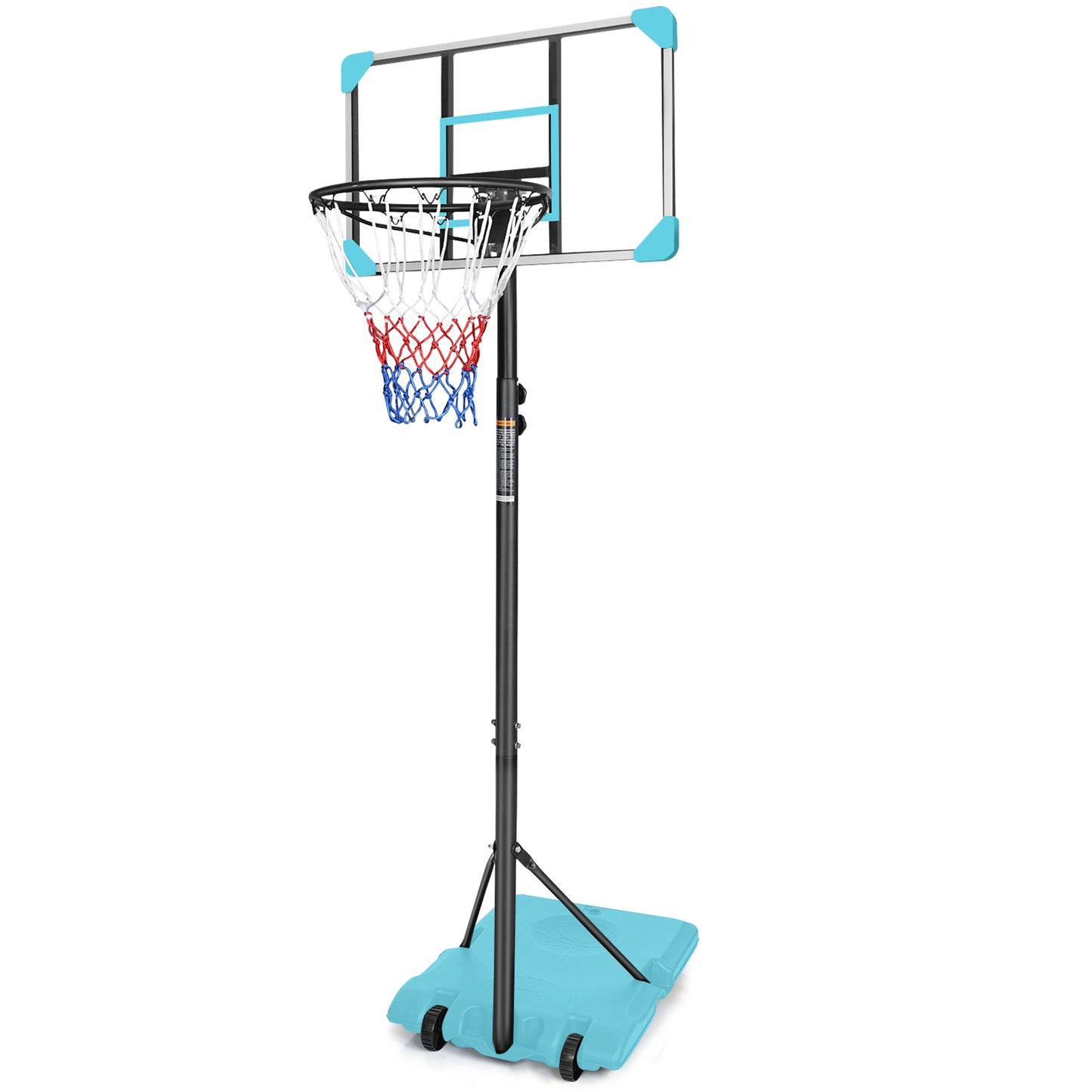 Portable Basketball Goal System with Stable Base and Wheels use for Indoor Outdoor teenagers youth height adjustable