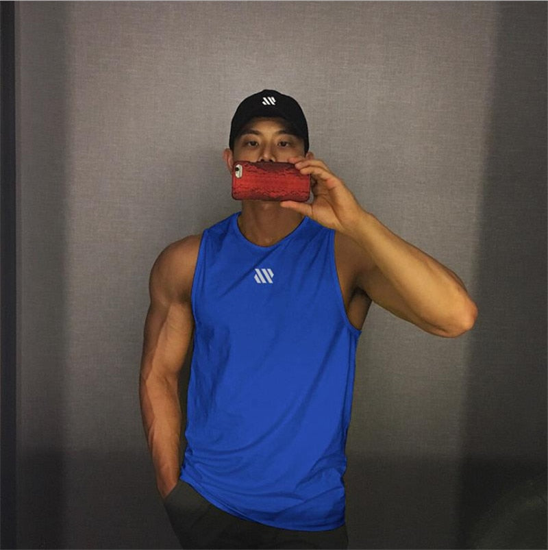 Mens fitness gyms Tank top men Fitness sleeveless shirt Male mesh breathable Sports vest Undershirt Gyms Running vest men